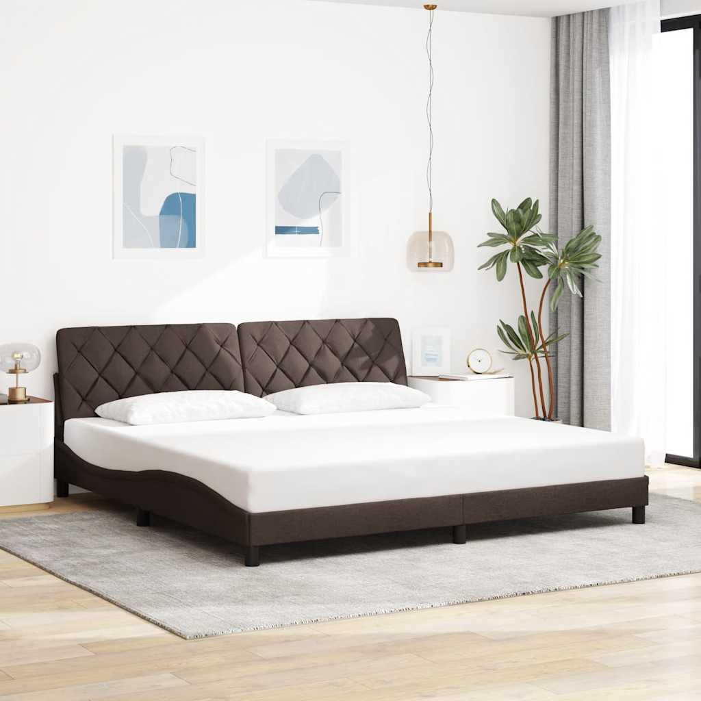vidaXL Rama łóżka z LED bez materaca Ciemny brąz 200x200 cm Tkanina