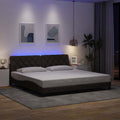 vidaXL Rama łóżka z LED bez materaca Ciemny brąz 200x200 cm Tkanina