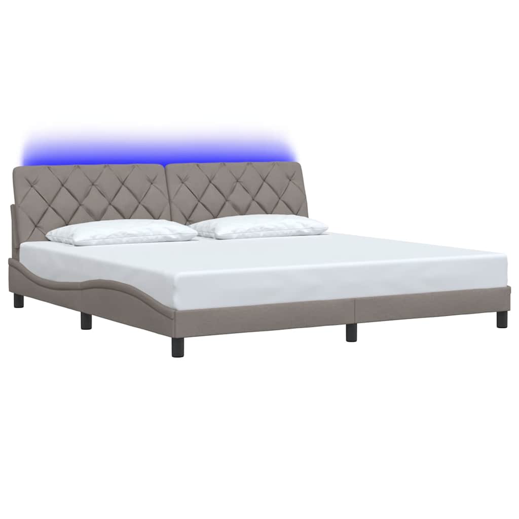 vidaXL Rama łóżka z LED bez materaca Taupe 200x200 cm Tkanina