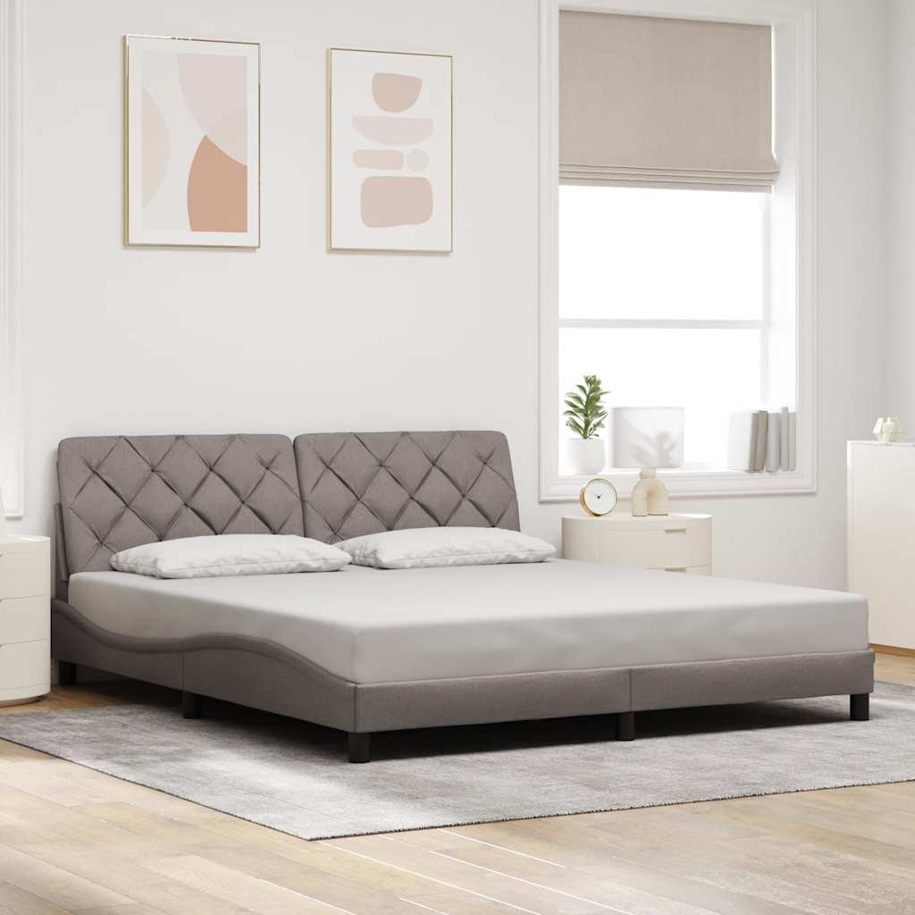 vidaXL Rama łóżka z LED bez materaca Taupe 200x200 cm Tkanina