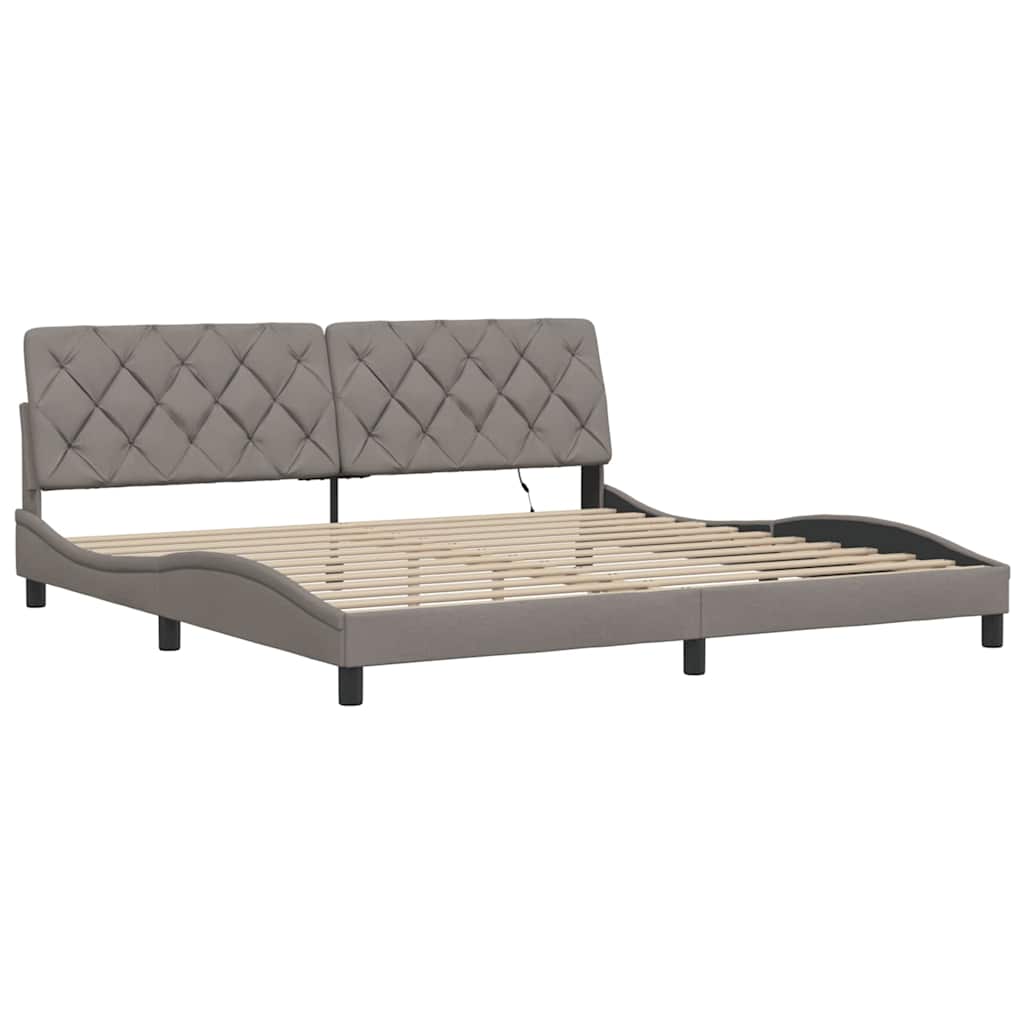 vidaXL Rama łóżka z LED bez materaca Taupe 200x200 cm Tkanina