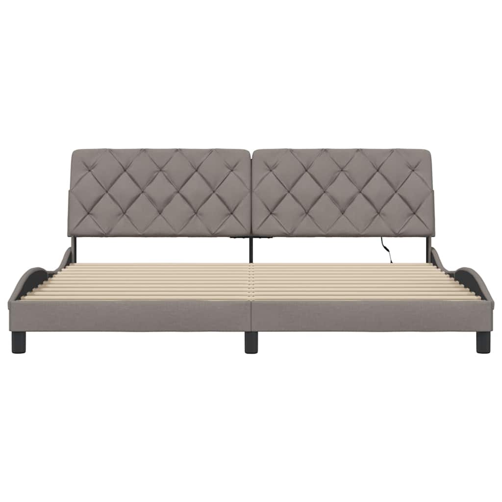 vidaXL Rama łóżka z LED bez materaca Taupe 200x200 cm Tkanina