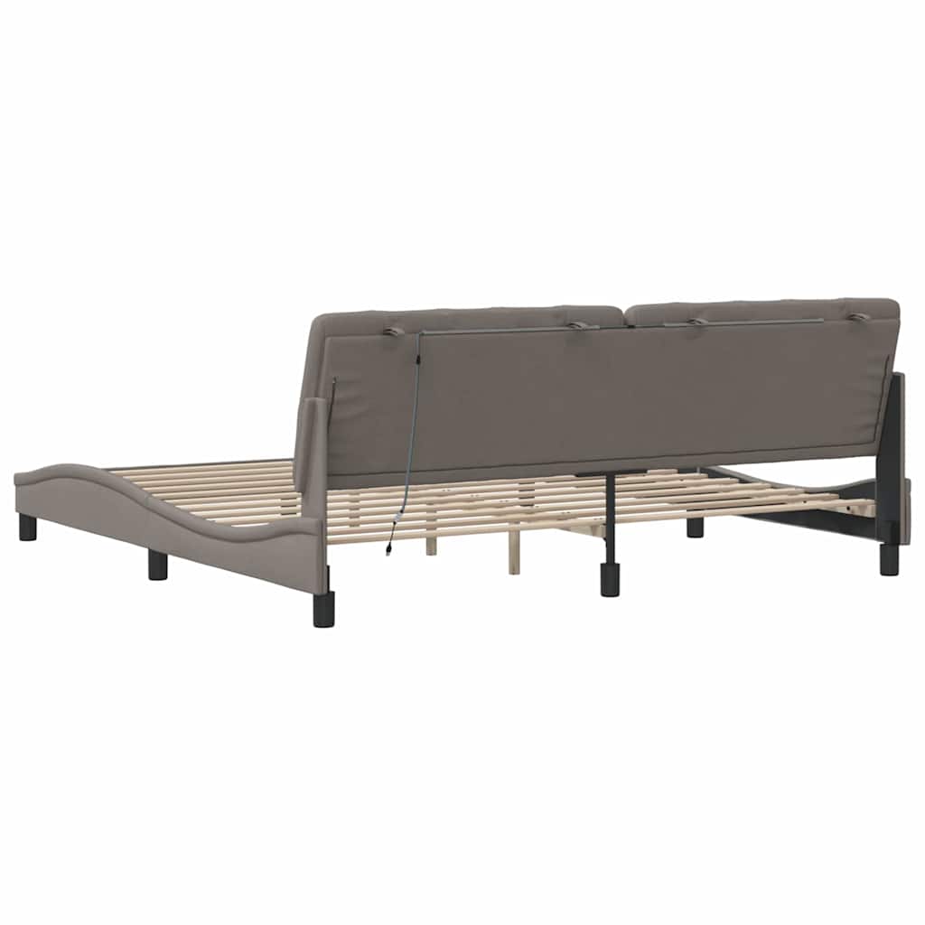 vidaXL Rama łóżka z LED bez materaca Taupe 200x200 cm Tkanina