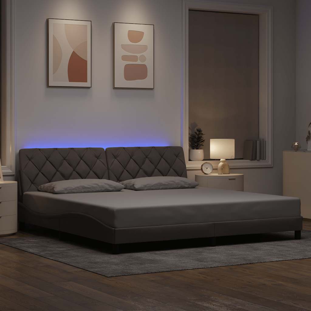vidaXL Rama łóżka z LED bez materaca Taupe 200x200 cm Tkanina
