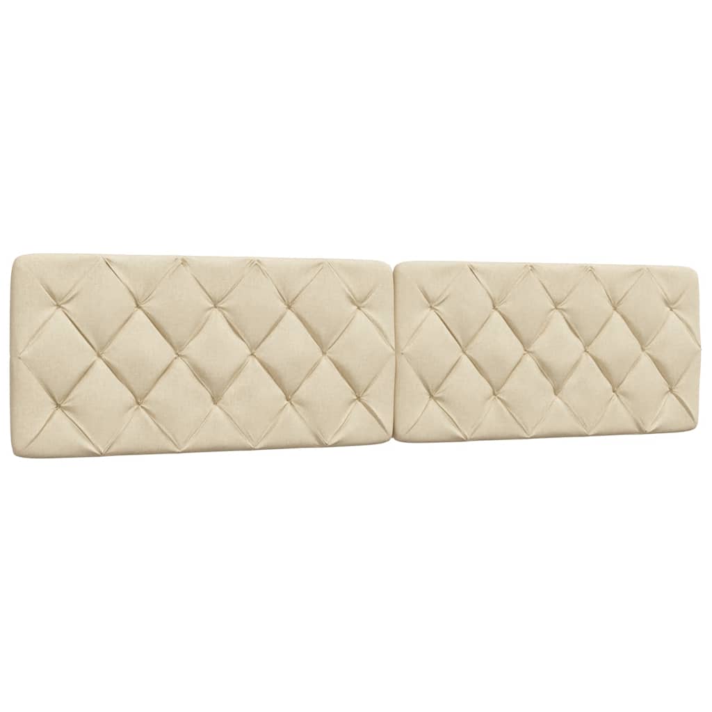 vidaXL Rama łóżka z LED bez materaca Kremowa 200x200 cm Tkanina
