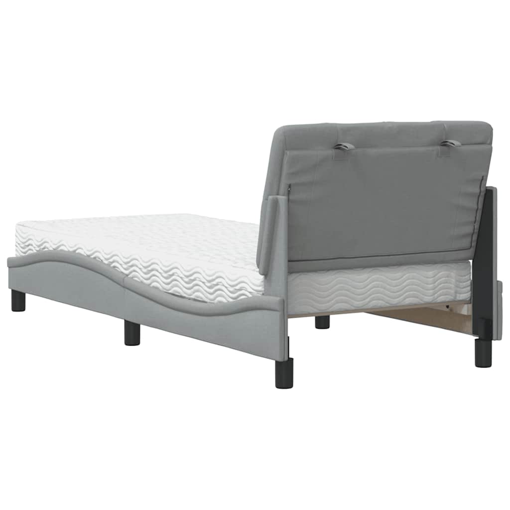 vidaXL Łóżko z materacem, jasnoszare, 80x200 cm, obite tkaniną