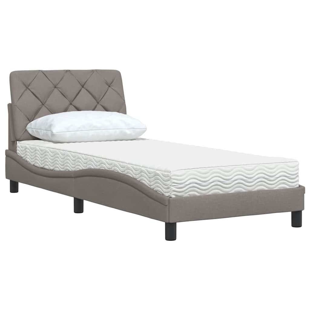 vidaXL Łóżko z materacem, taupe, 90x190 cm, obite tkaniną