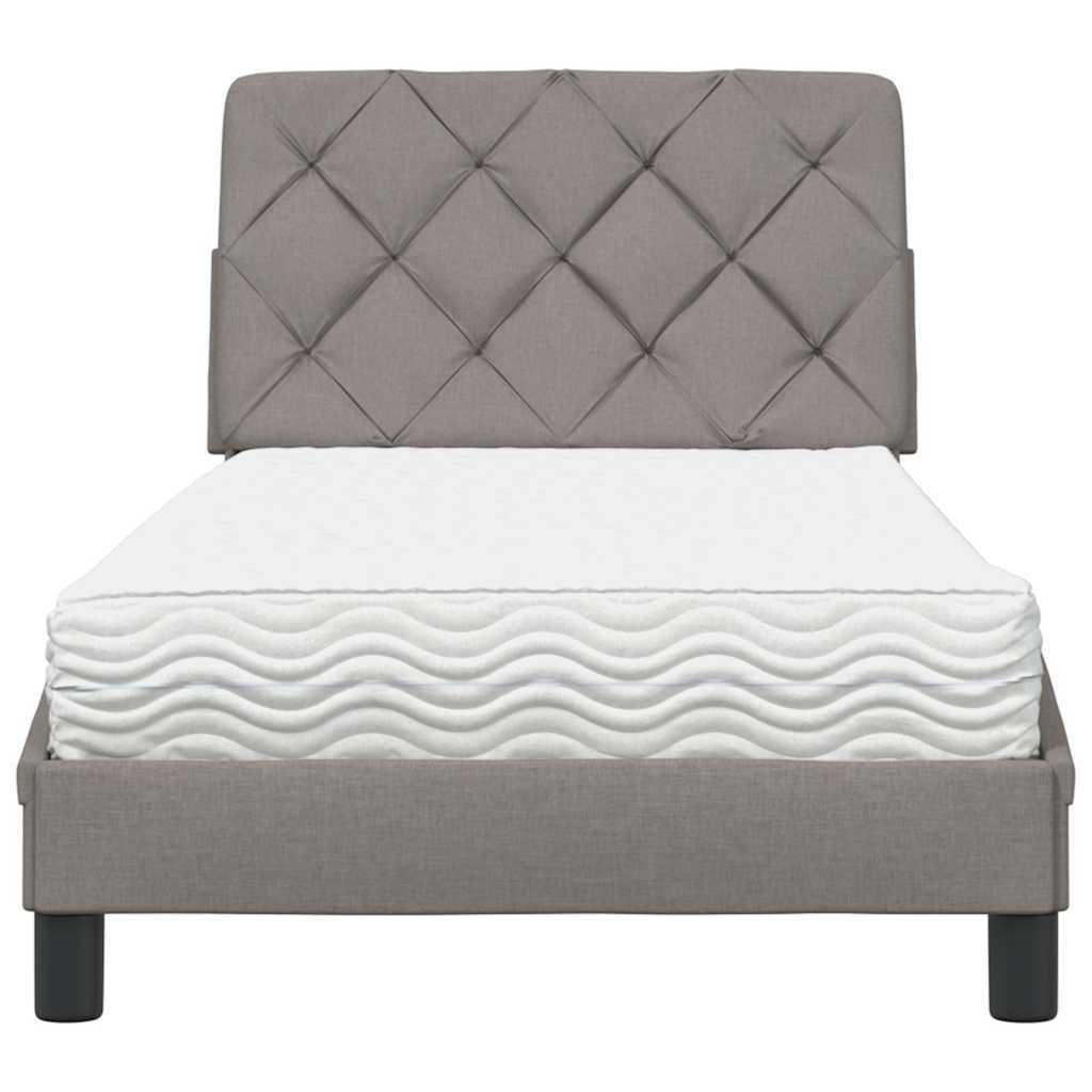 vidaXL Łóżko z materacem, taupe, 90x190 cm, obite tkaniną