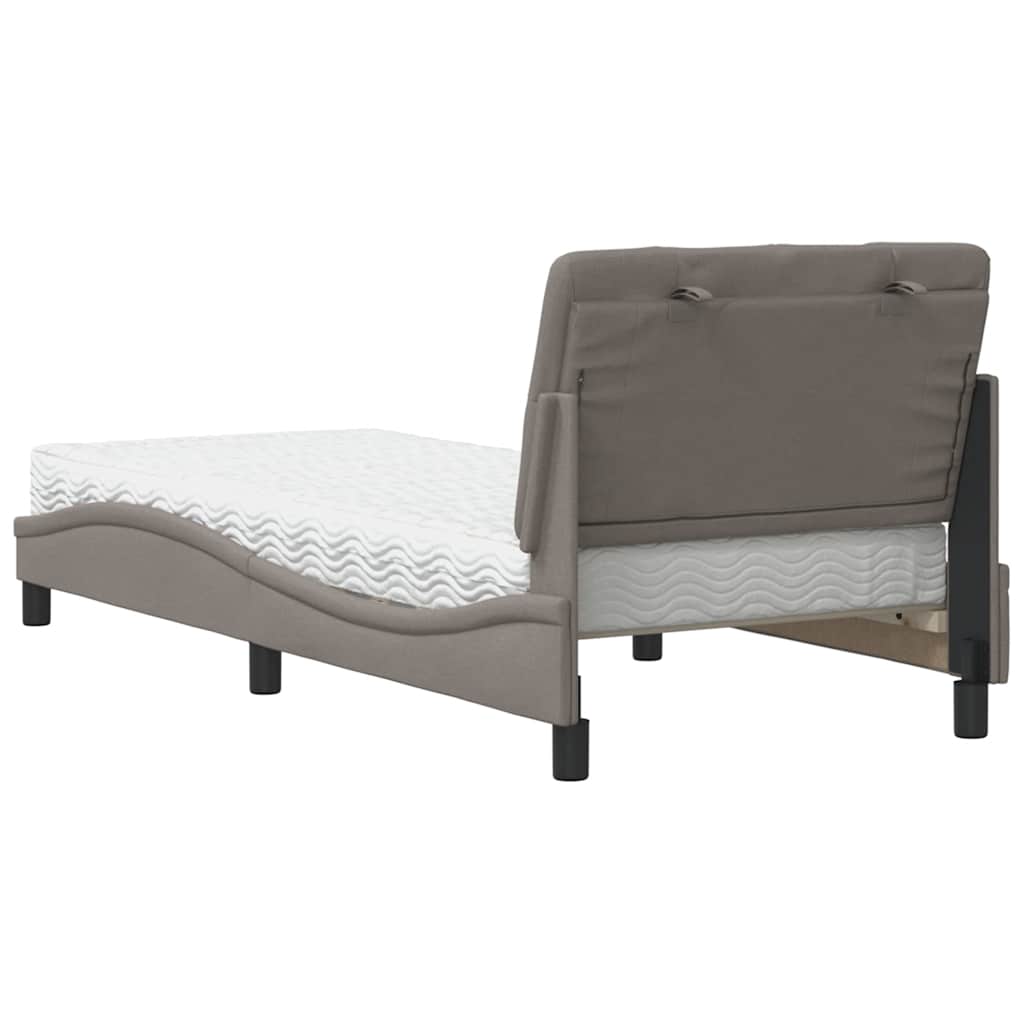 vidaXL Łóżko z materacem, taupe, 90x190 cm, obite tkaniną