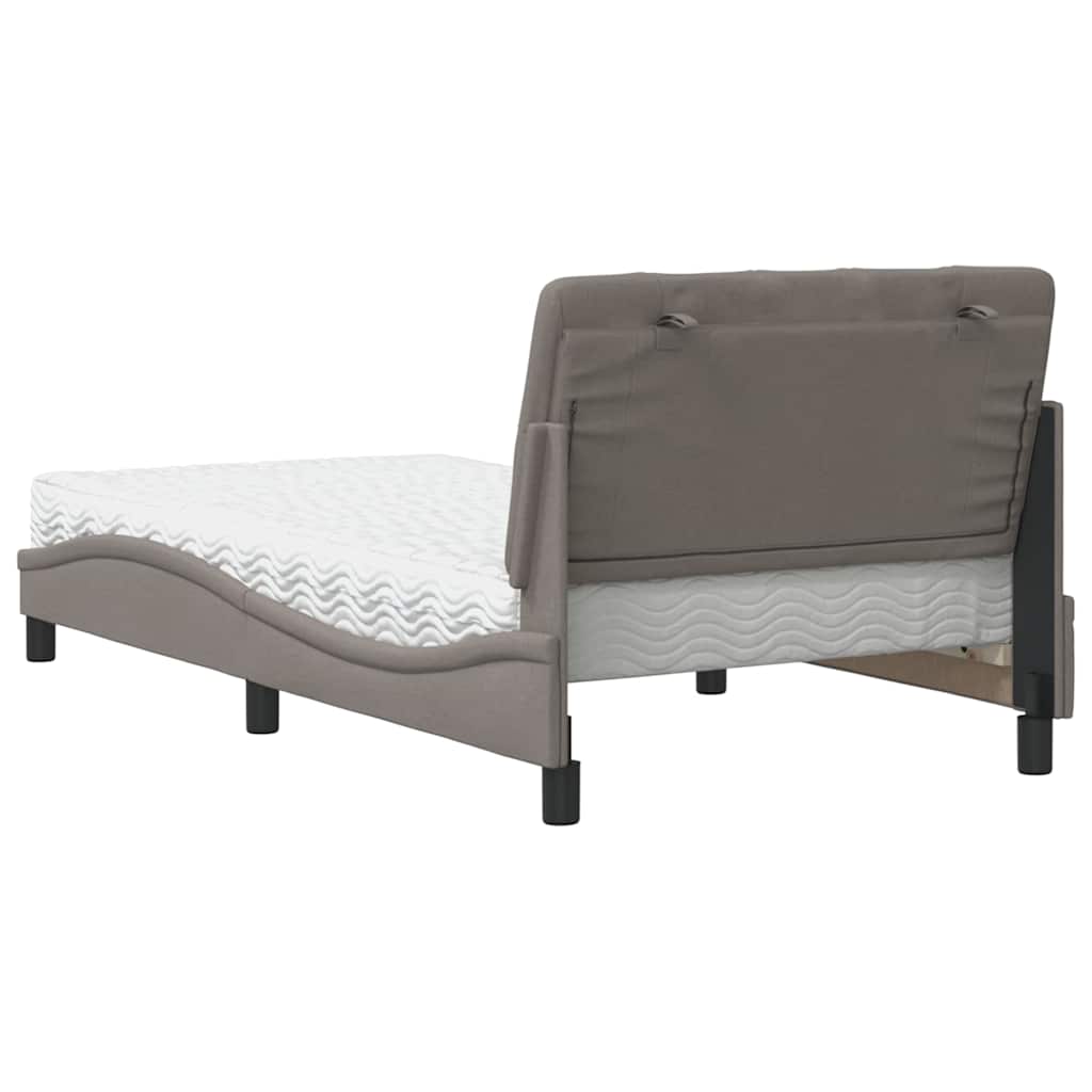 vidaXL Łóżko z materacem, taupe, 100x200 cm, obite tkaniną