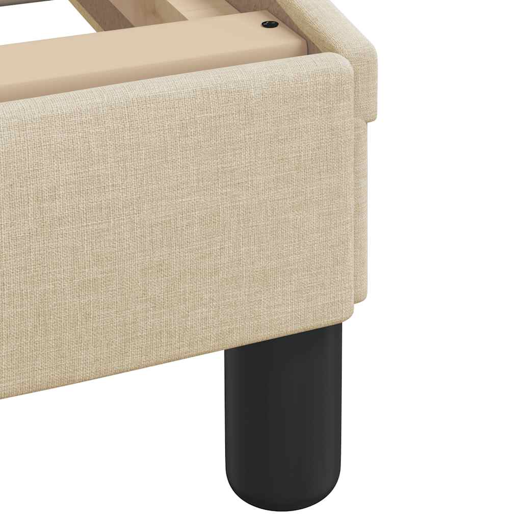 vidaXL Łóżko z materacem, kremowe, 100x200 cm, obite tkaniną