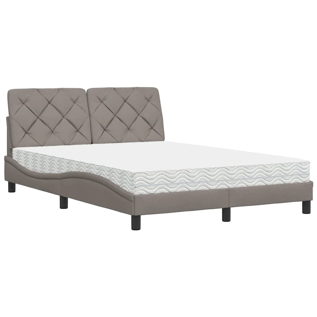 vidaXL Łóżko z materacem, taupe, 120x200 cm, obite tkaniną