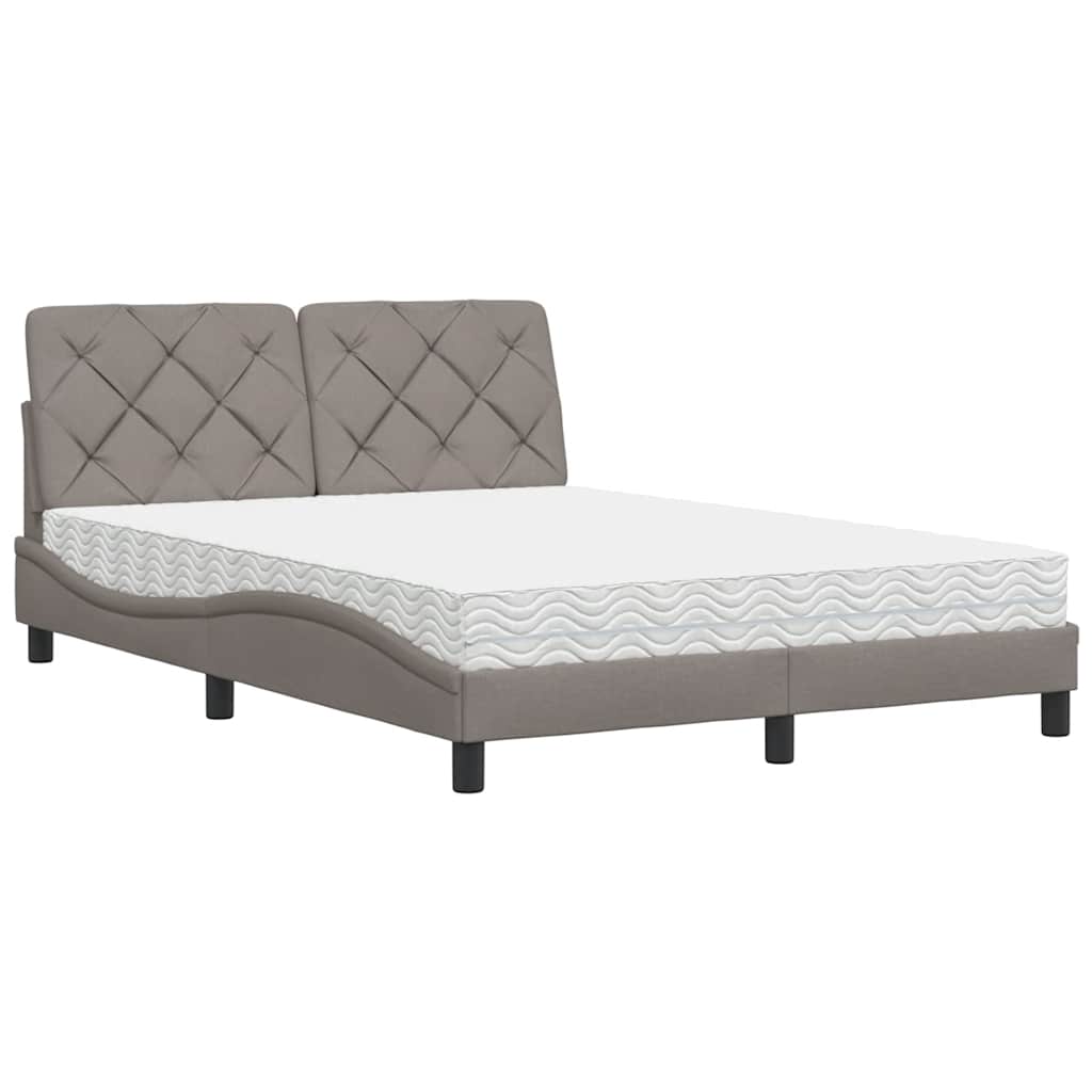 vidaXL Łóżko z materacem, taupe, 140x190 cm, obite tkaniną