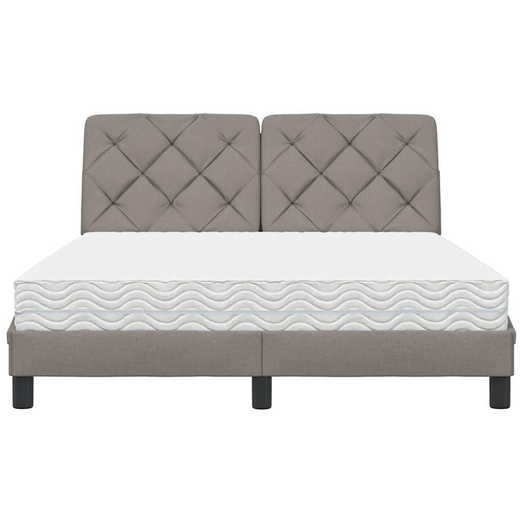 vidaXL Łóżko z materacem, taupe, 140x190 cm, obite tkaniną