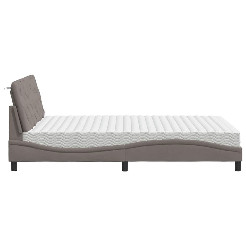 vidaXL Łóżko z materacem, taupe, 140x190 cm, obite tkaniną