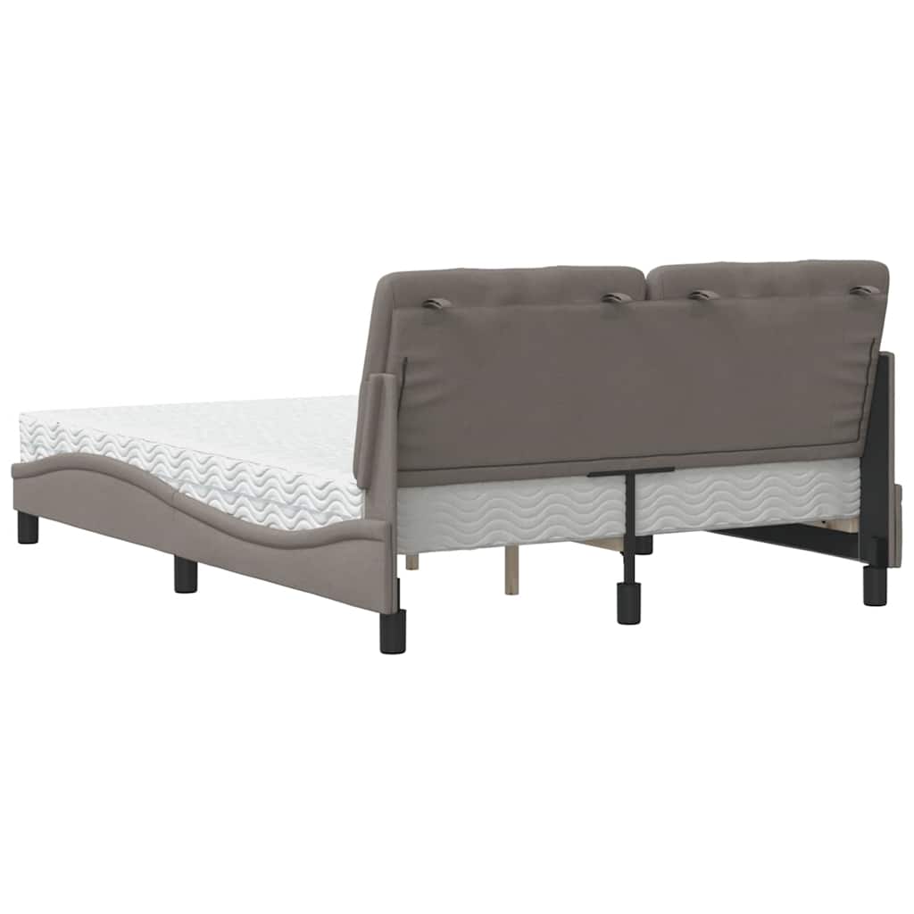 vidaXL Łóżko z materacem, taupe, 140x190 cm, obite tkaniną
