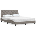 vidaXL Łóżko z materacem, taupe, 140x190 cm, obite tkaniną