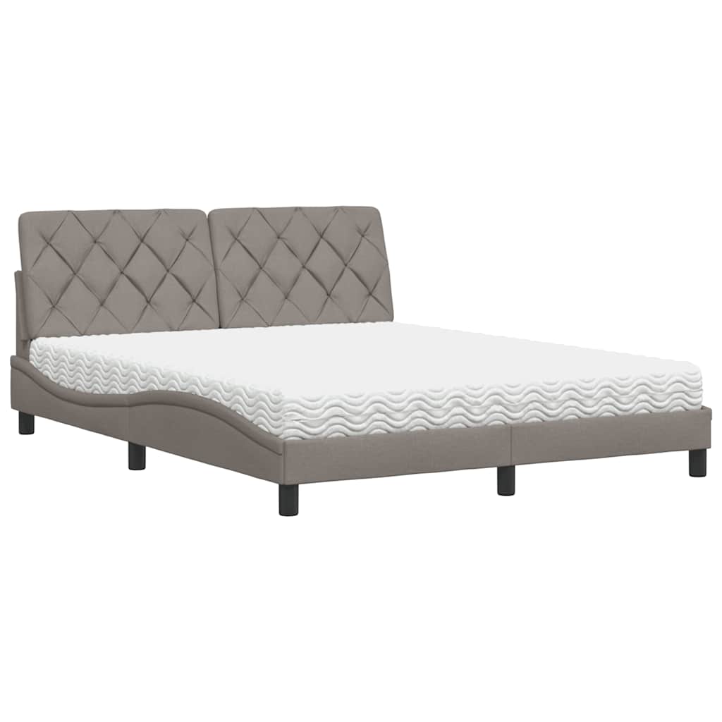 vidaXL Łóżko z materacem, taupe, 160x200 cm, tkanina