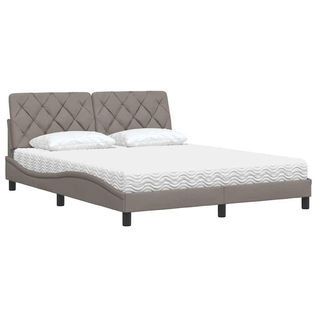 vidaXL Łóżko z materacem, taupe, 160x200 cm, tkanina