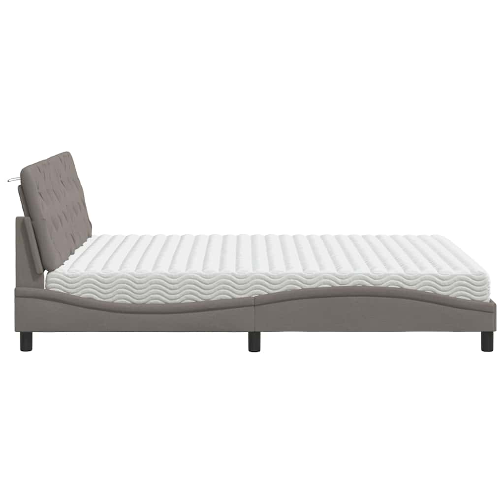 vidaXL Łóżko z materacem, taupe, 160x200 cm, tkanina