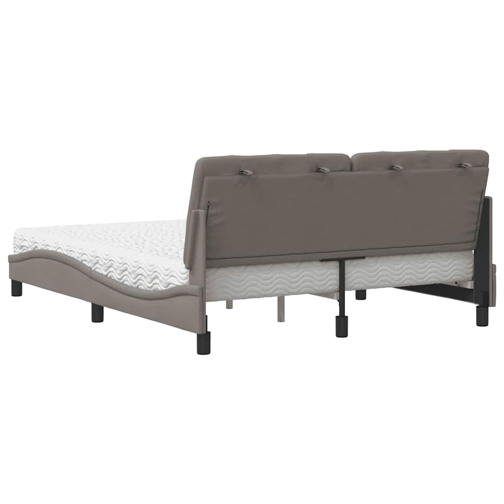 vidaXL Łóżko z materacem, taupe, 160x200 cm, tkanina