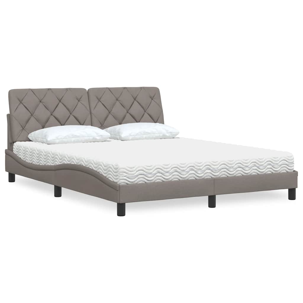 vidaXL Łóżko z materacem, taupe, 160x200 cm, tkanina
