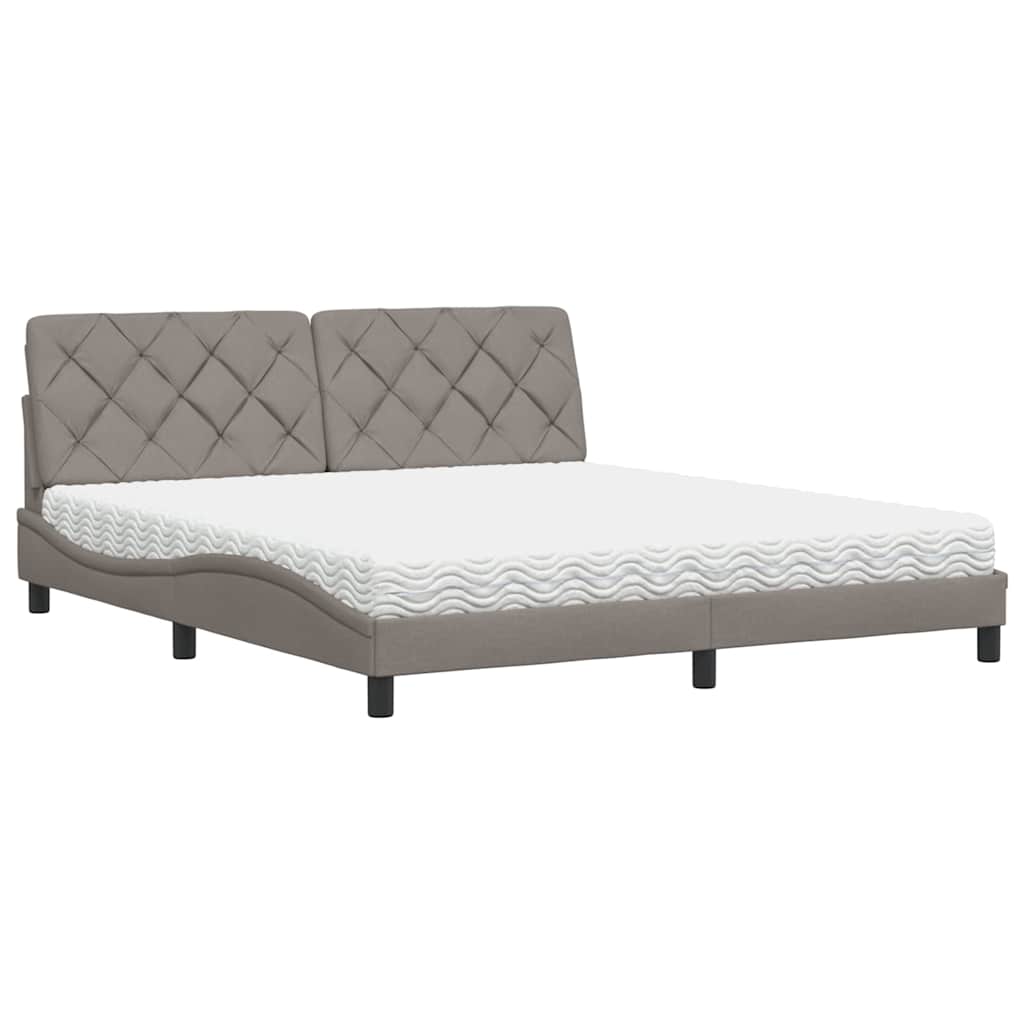 vidaXL Łóżko z materacem, taupe, 180x200 cm, tkanina