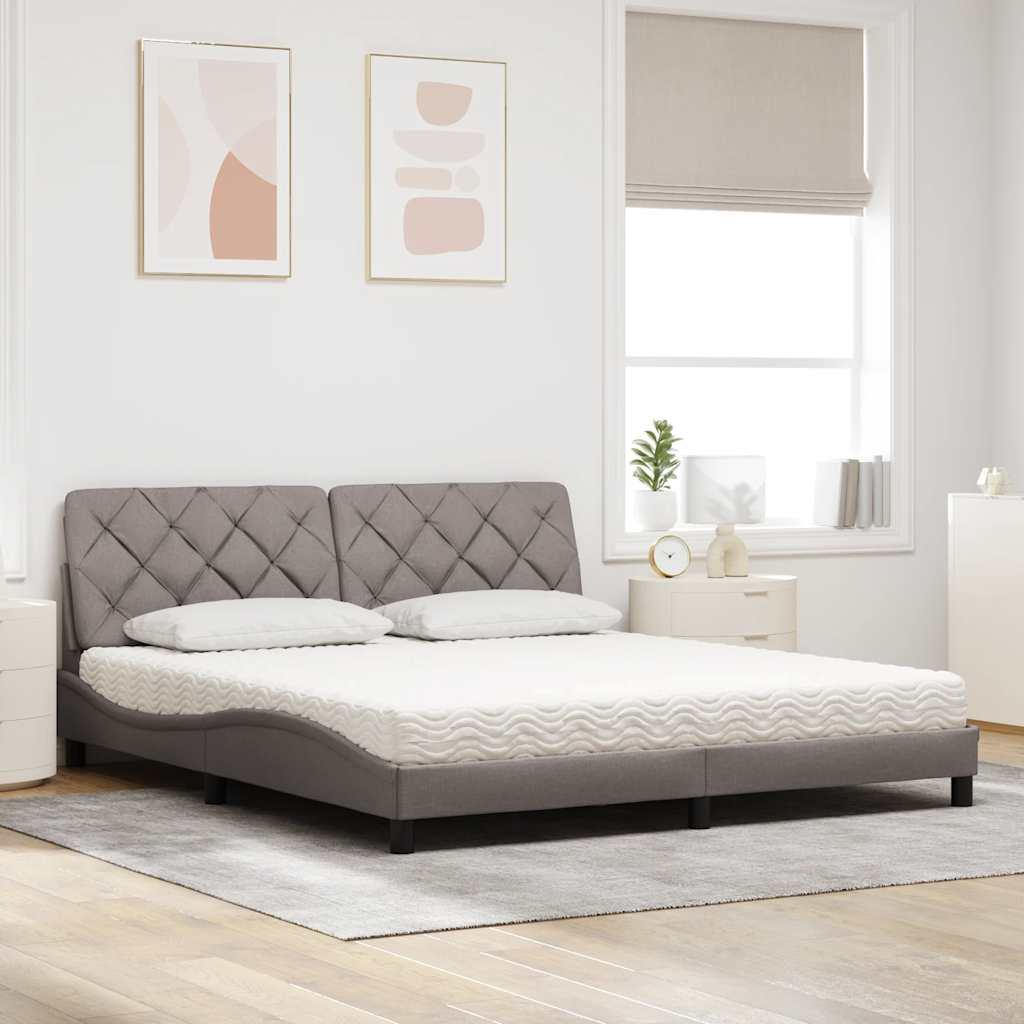 vidaXL Łóżko z materacem, taupe, 180x200 cm, tkanina
