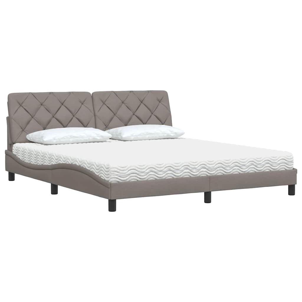 vidaXL Łóżko z materacem, taupe, 180x200 cm, tkanina