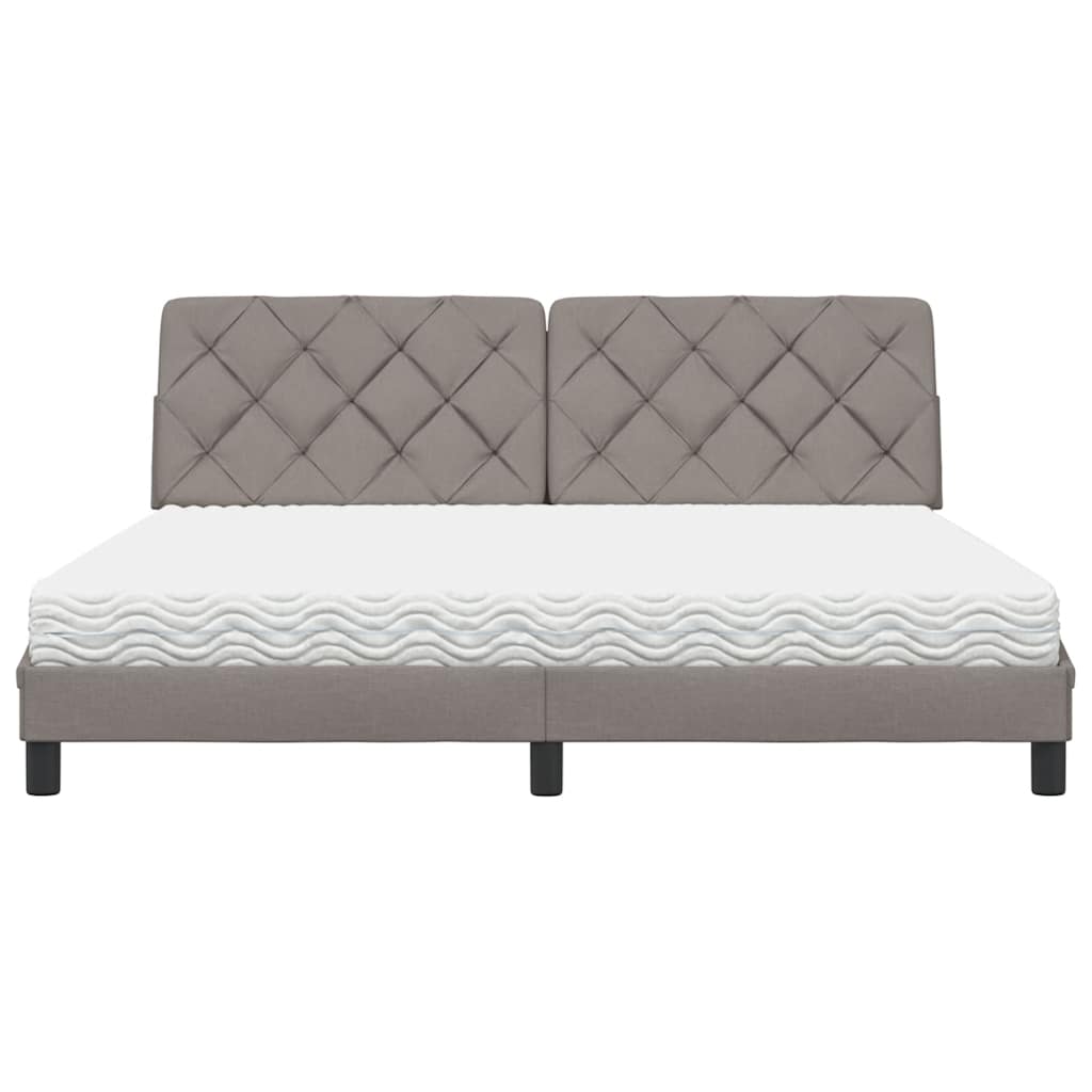 vidaXL Łóżko z materacem, taupe, 180x200 cm, tkanina