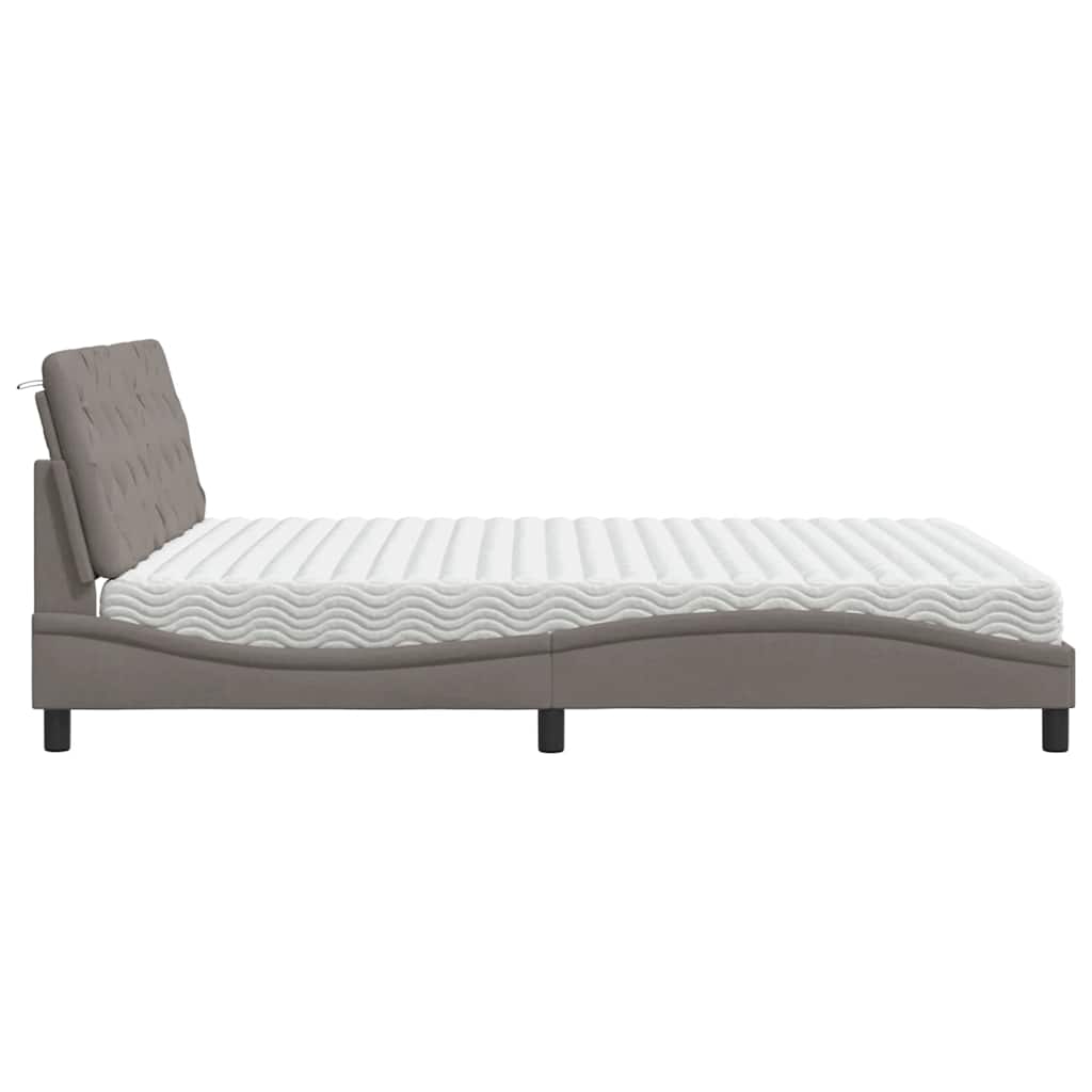 vidaXL Łóżko z materacem, taupe, 180x200 cm, tkanina
