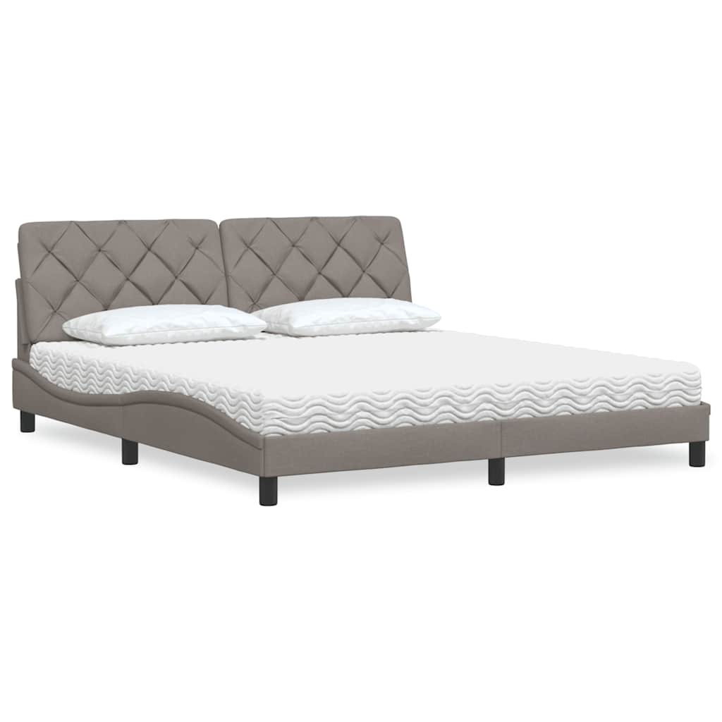 vidaXL Łóżko z materacem, taupe, 180x200 cm, tkanina