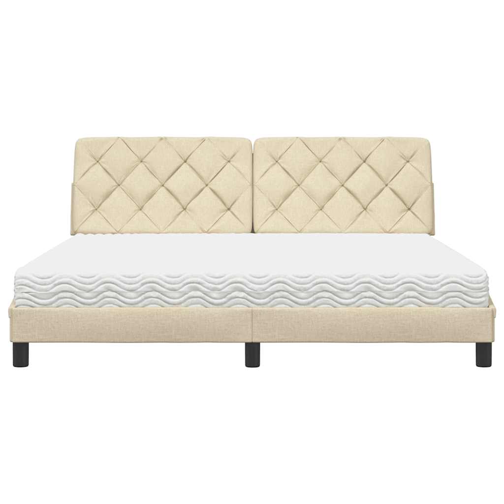 vidaXL Łóżko z materacem, kremowe, 180x200 cm, tkanina