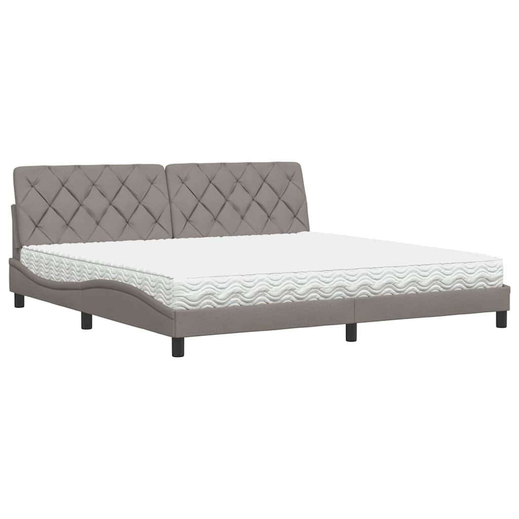 vidaXL Łóżko z materacem, taupe, 200x200 cm, obite tkaniną
