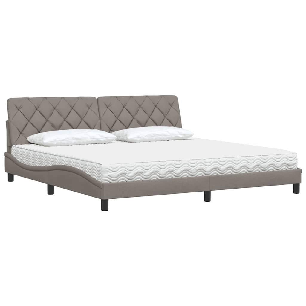 vidaXL Łóżko z materacem, taupe, 200x200 cm, obite tkaniną