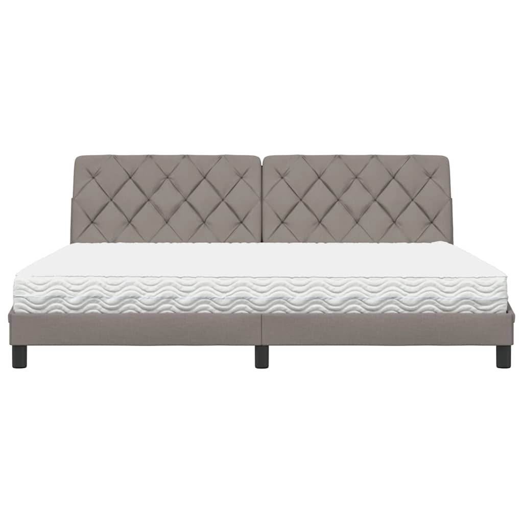 vidaXL Łóżko z materacem, taupe, 200x200 cm, obite tkaniną
