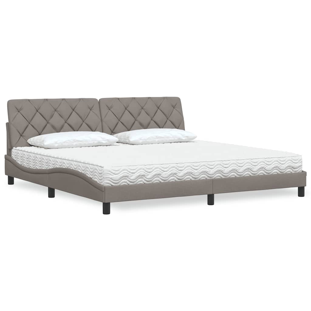 vidaXL Łóżko z materacem, taupe, 200x200 cm, obite tkaniną
