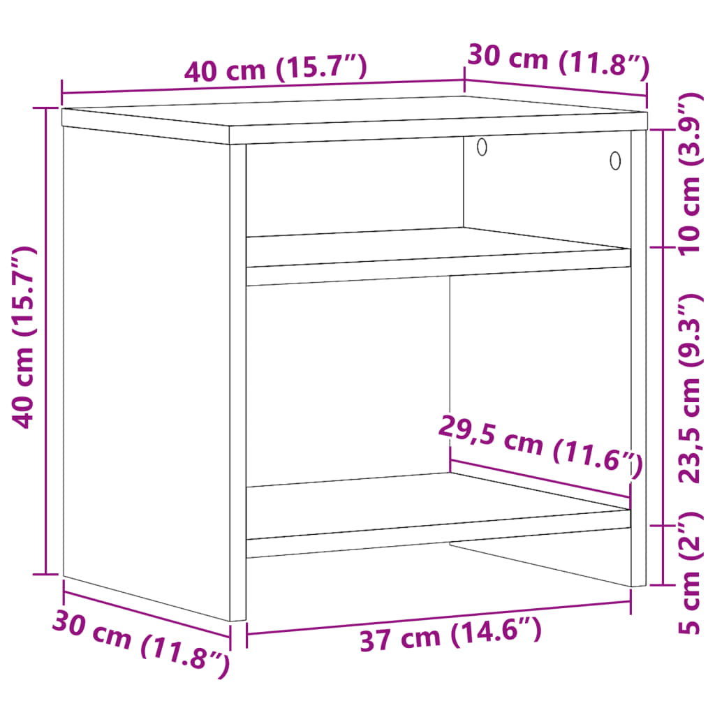 vidaXL Szafka nocna, stare drewno, 40x30x40cm, materiał drewnopochodny