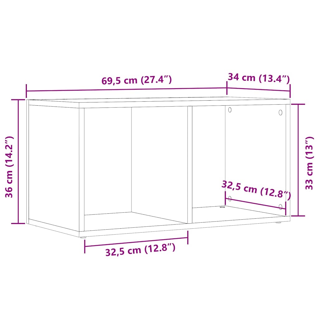 vidaXL LP Skrzynia, stare drewno, 69,5x34x36 cm