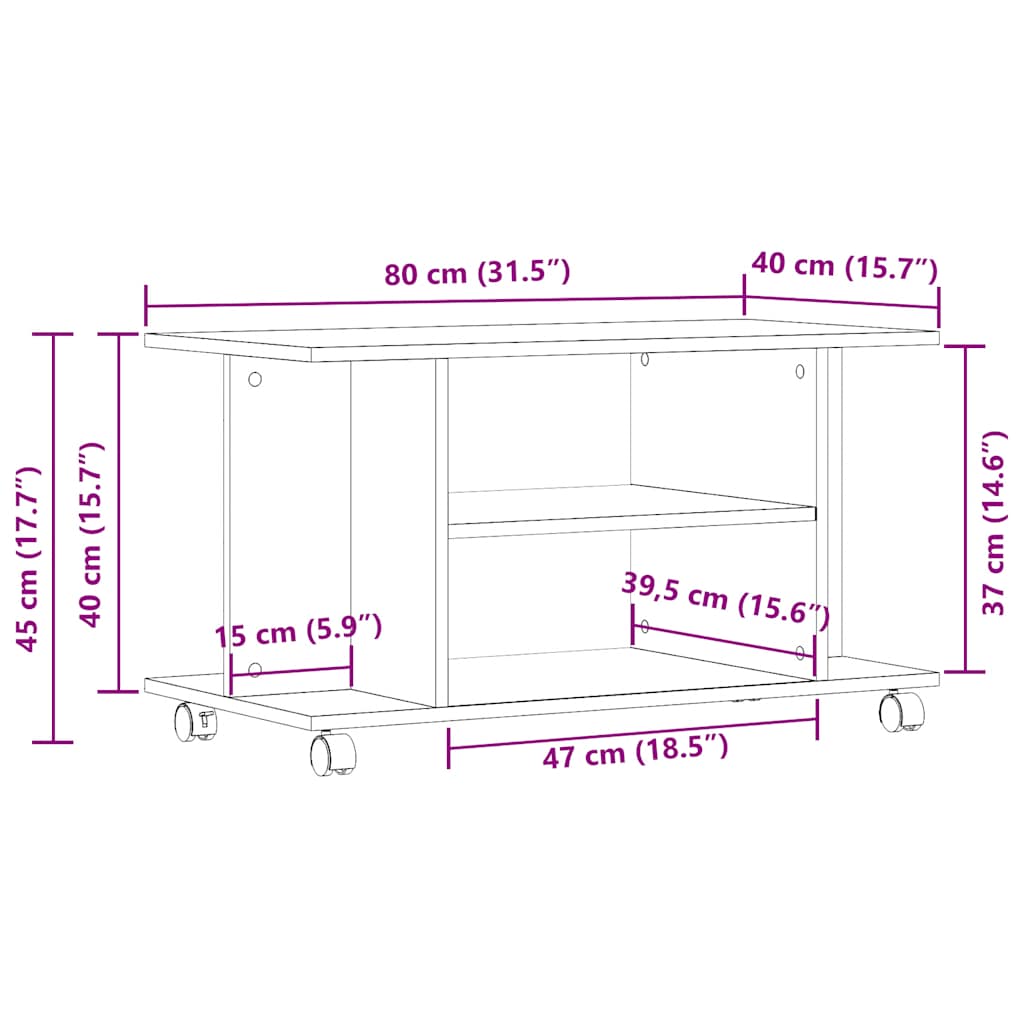 vidaXL Szafka pod TV, dąb artisan, 80x40x45cm, materiał drewnopochodny