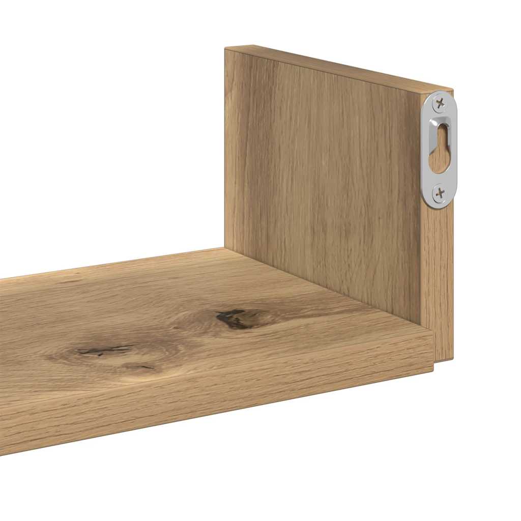 vidaXL Półki ścienne, 3 szt., dąb artisan, materiał drewnopochodny