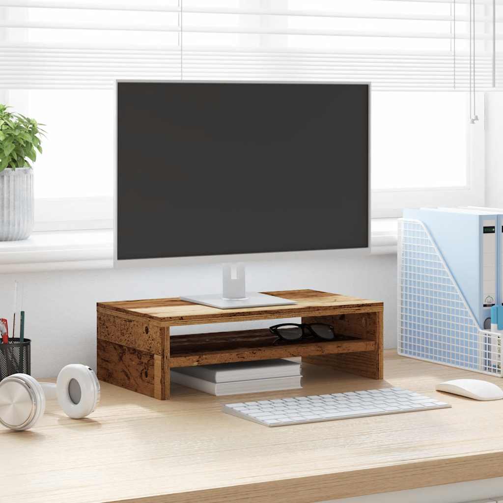 vidaXL Podstawka pod monitor, stare drewno, 42x24x13 cm