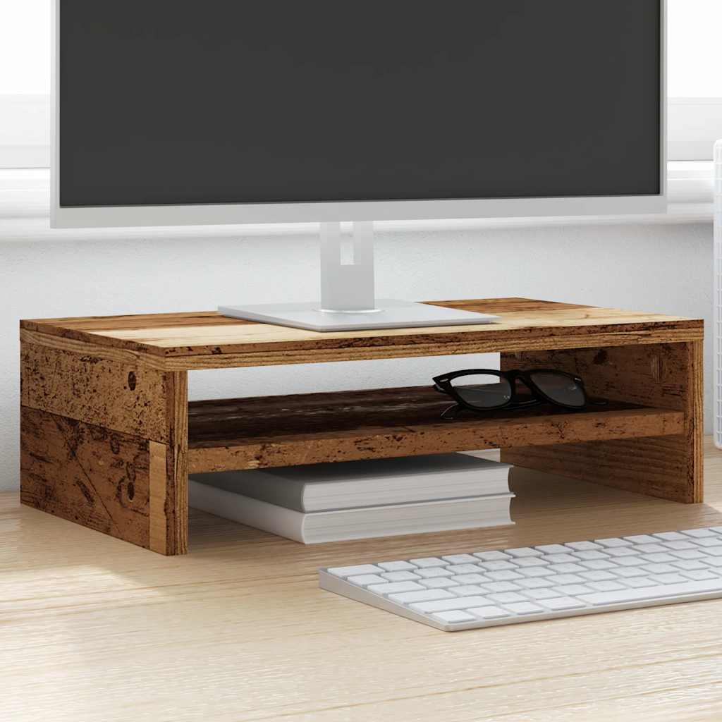 vidaXL Podstawka pod monitor, stare drewno, 42x24x13 cm
