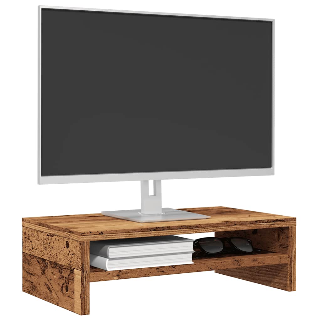 vidaXL Podstawka pod monitor, stare drewno, 42x24x13 cm