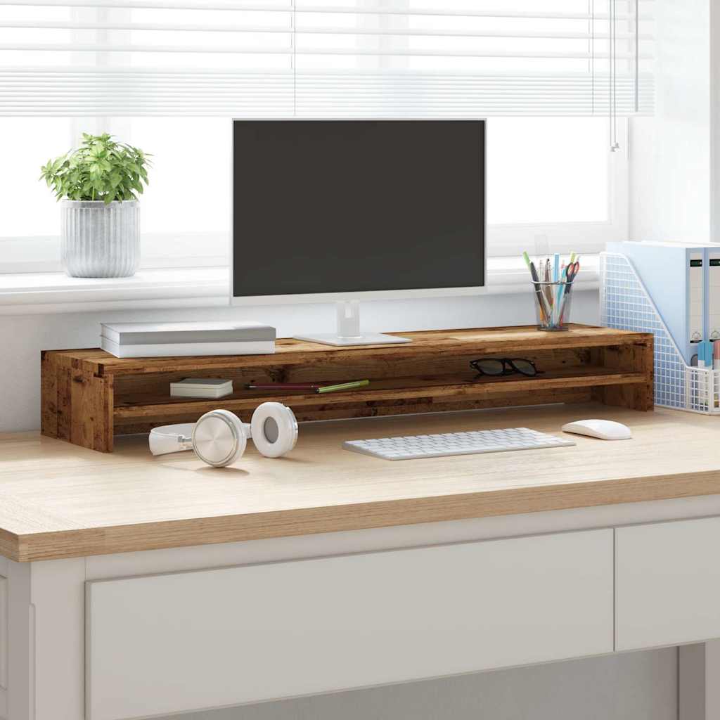 vidaXL Półka pod monitor, kolor starego drewna, 100x24x13 cm
