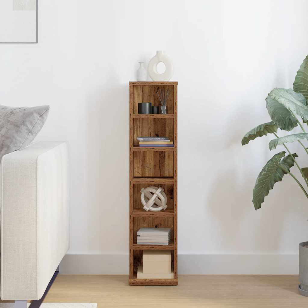 vidaXL Szafka na CD, stare drewno, 21x20x88cm, materiał drewnopochodny