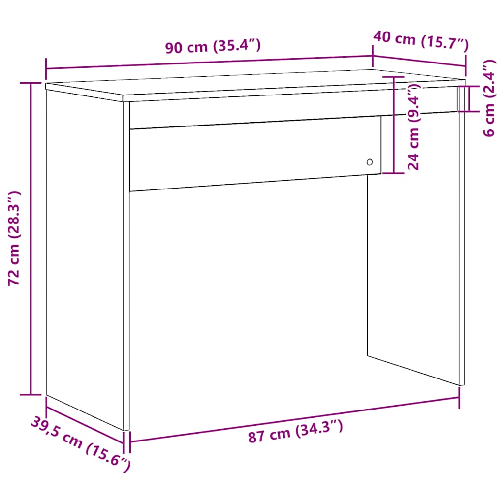vidaXL Biurko, stare drewno, 90x40x72 cm, materiał drewnopochodny