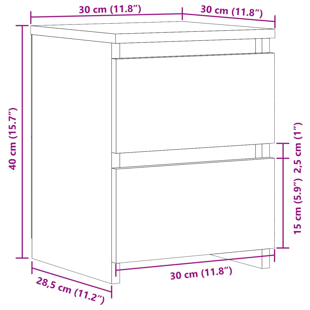 vidaXL Szafka nocna, stare drewno 30x30x40 cm, materiał drewnopochodny