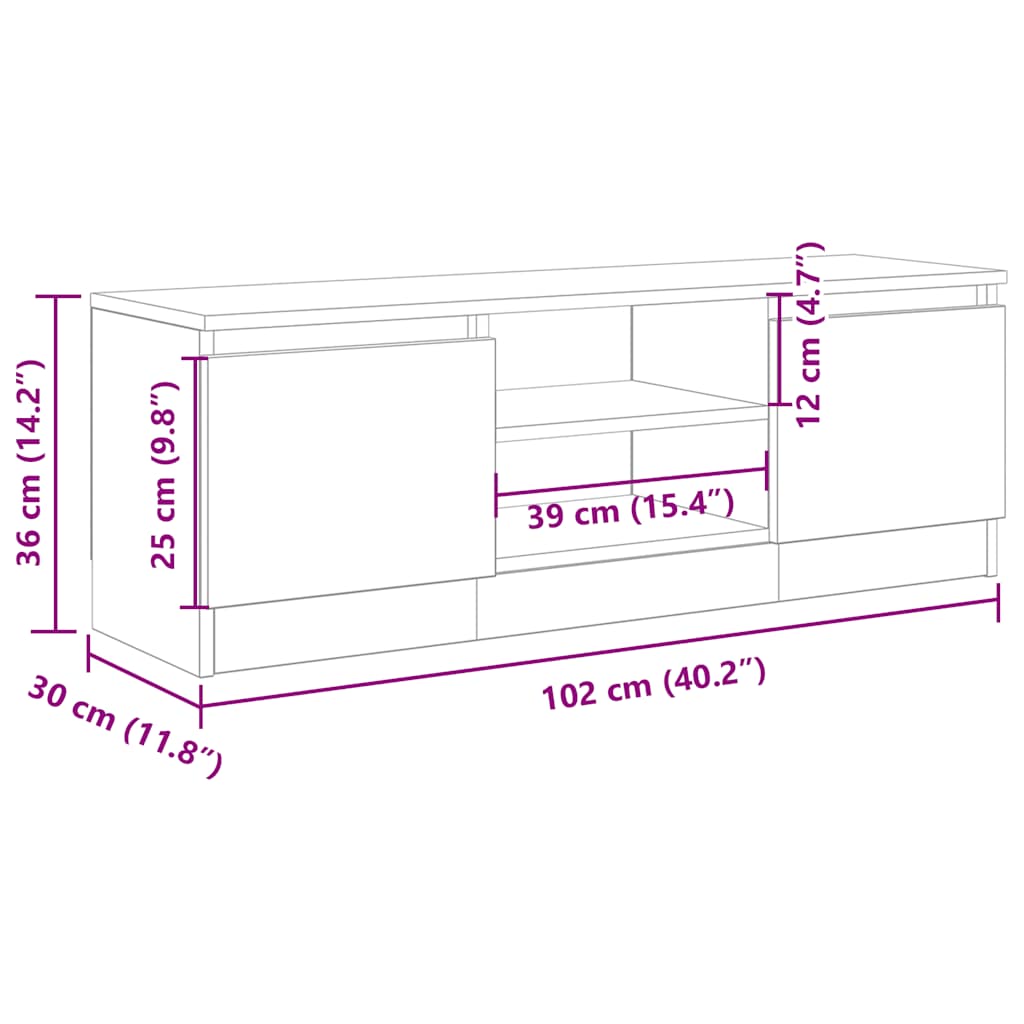 vidaXL Szafka TV, stare drewno, 102x30x36 cm, materiał drewnopochodny