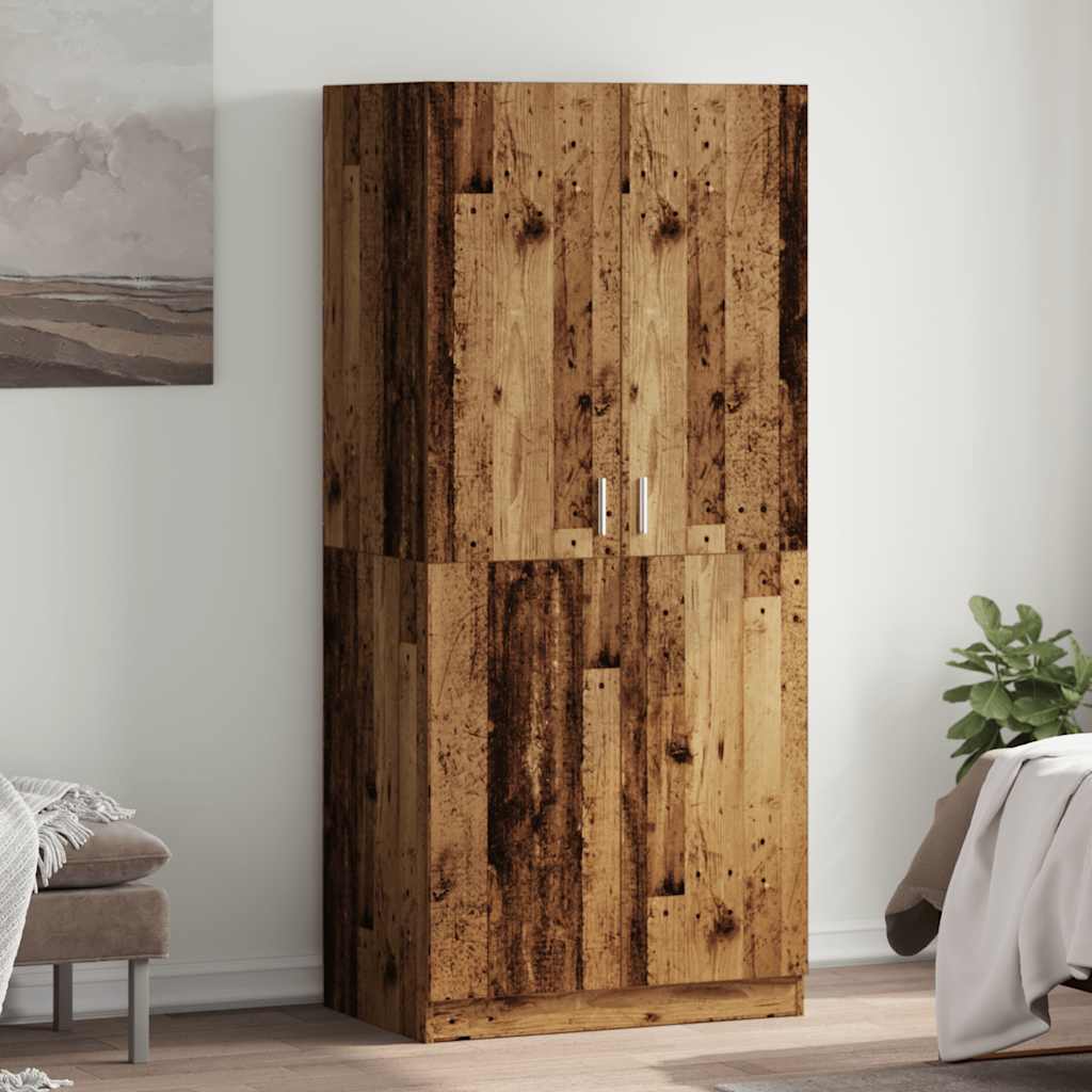 vidaXL Szafa, stare drewno, 80x52x180 cm, materiał drewnopochodny